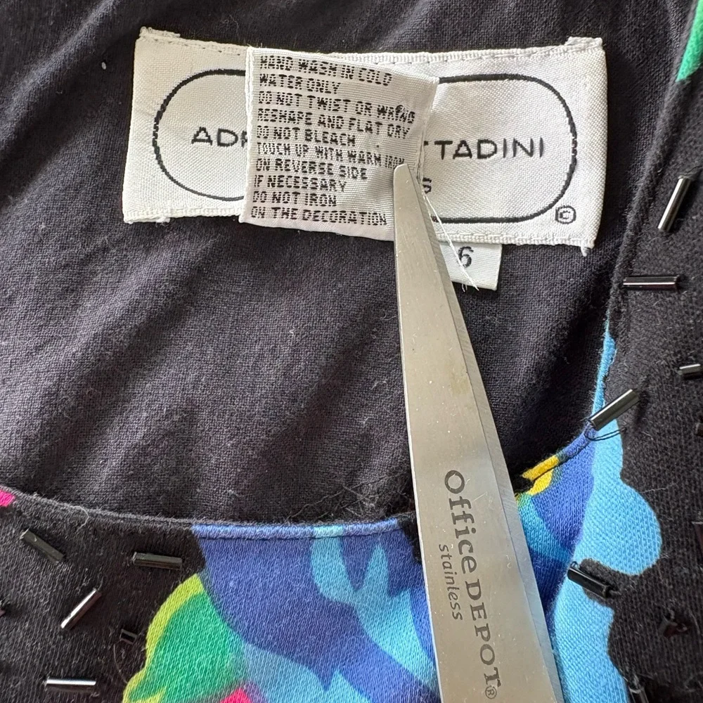 Adrienne Vittadini Black Midi Dress with Vibrant Floral Print - Picture 4 of 8